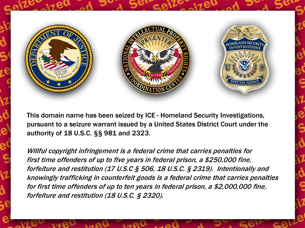 ICE domain seizure notice