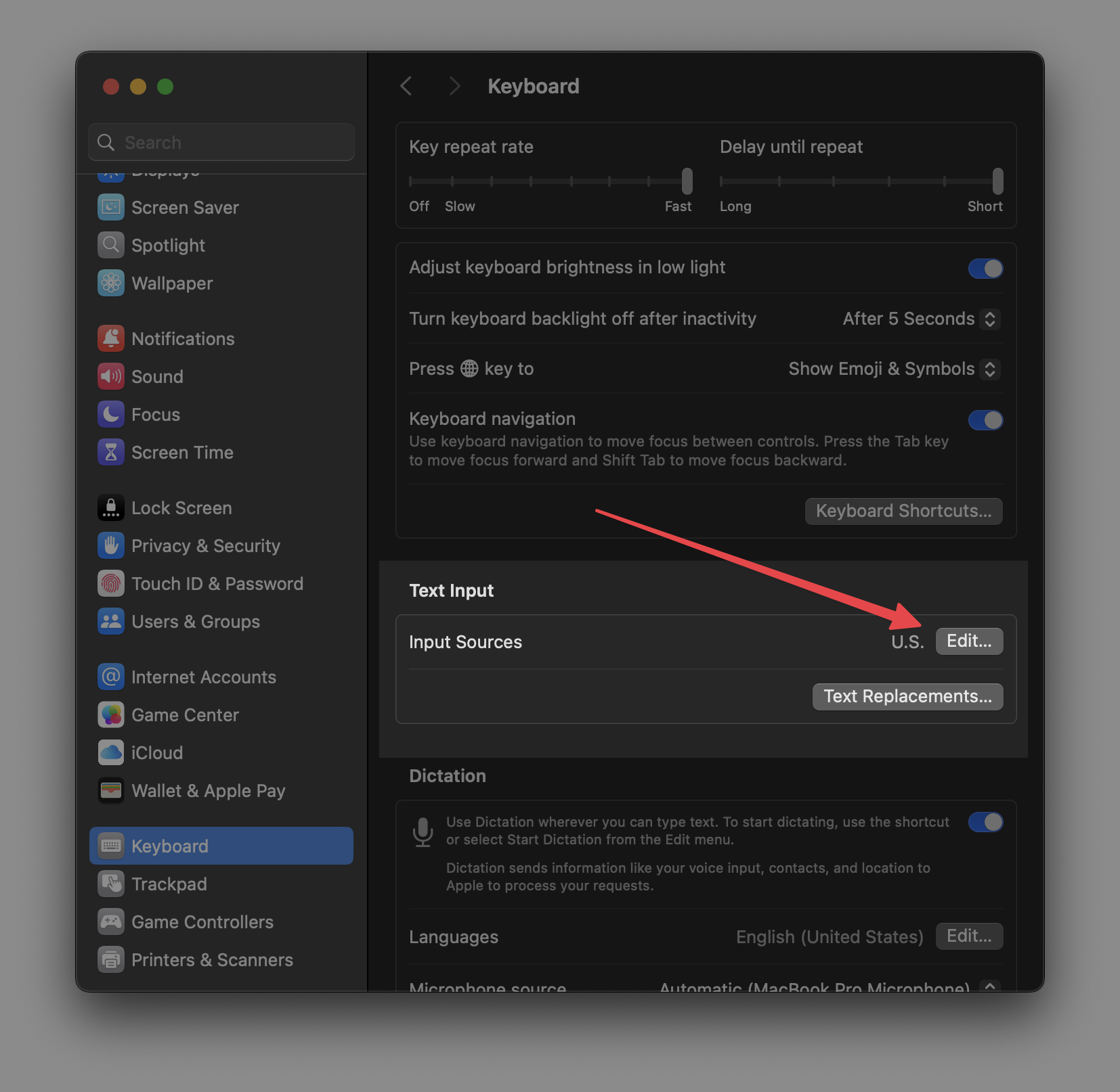Screenshot of 'Keyboard' system settings dialog