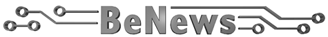 The BeNews wordmark in chrome letters between circuit-board traces