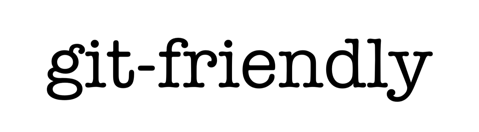 git-friendly wordmark in black typewriter type, from the git-friendly README on GitHub