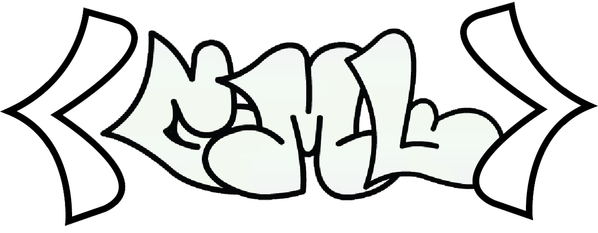 GML written as a bubble-letter graffiti throwup between big angle brackets