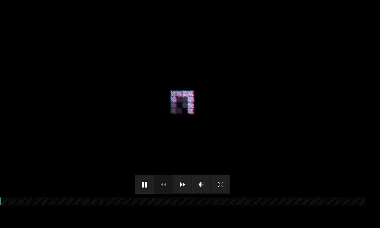 The megaplaya playbar and its pink glitchy loading square, rendered on black