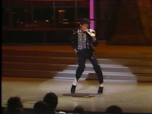 A still from Speed = Height, which maps the glove's speed to height, showing Michael Jackson on stage