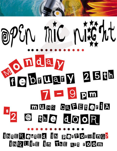Open Mic Night flyer - February 25