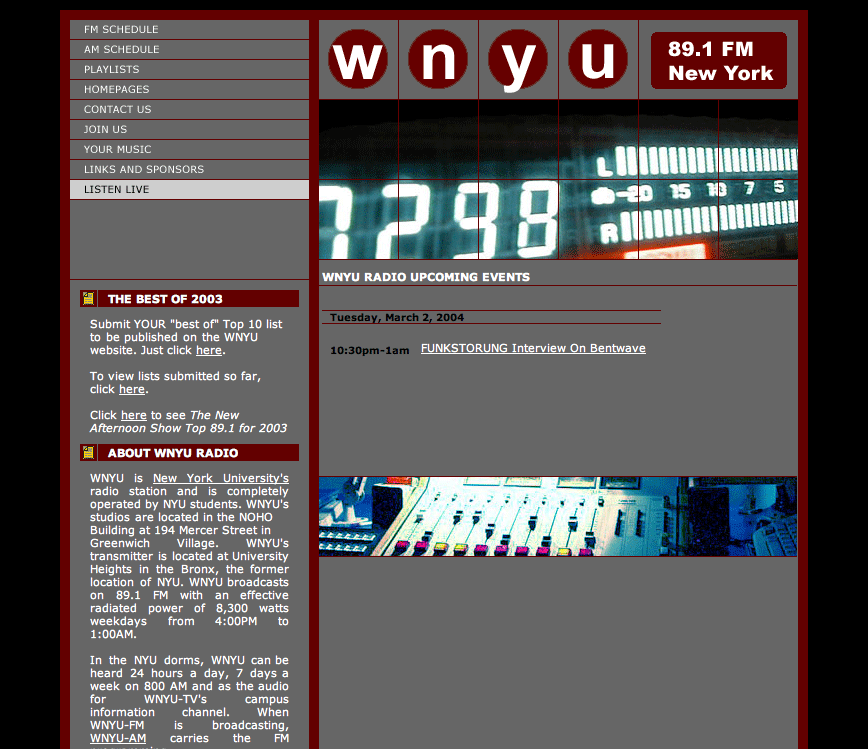 WNYU website circa 2003-2004